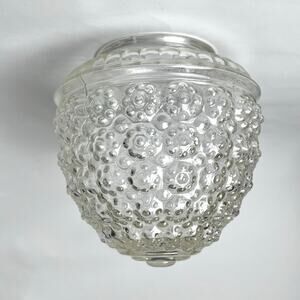 VTG Acorn Shaped Pressed Glass Lamp Globe Replacement Shade Hobnail Floral MCM